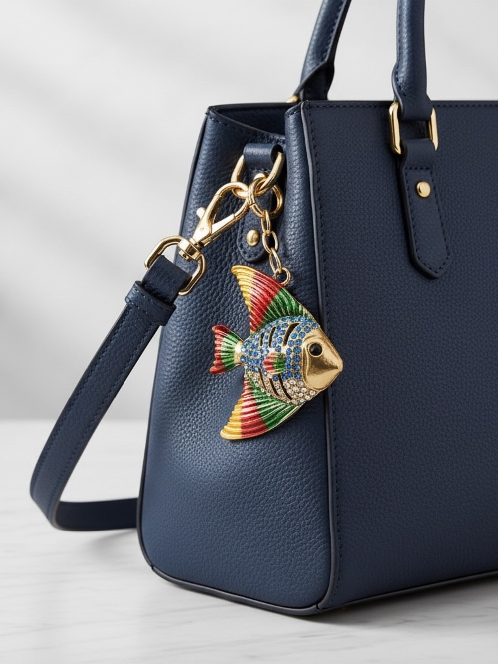 Colorful Rainbow Fish Bag Charm or Key Chain - Picture 3 of 3